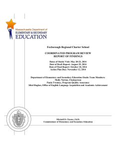 Foxborough Regional Charter School  COORDINATED PROGRAM REVIEW REPORT OF FINDINGS