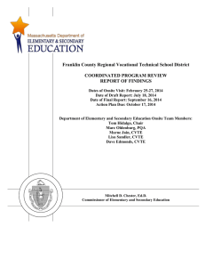 Franklin County Regional Vocational Technical School District  COORDINATED PROGRAM REVIEW