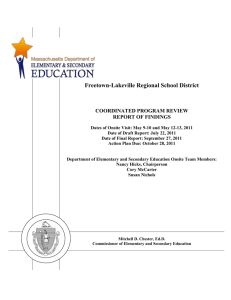 Freetown-Lakeville Regional School District  COORDINATED PROGRAM REVIEW REPORT OF FINDINGS