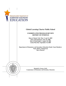 Global Learning Charter Public School COORDINATED PROGRAM REVIEW REPORT OF FINDINGS