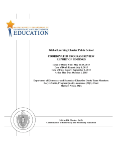 Global Learning Charter Public School  COORDINATED PROGRAM REVIEW REPORT OF FINDINGS