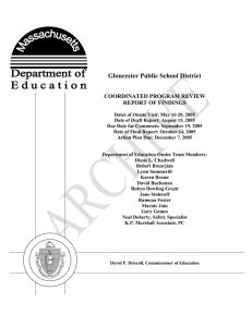 Gloucester Public School District COORDINATED PROGRAM REVIEW REPORT OF FINDINGS