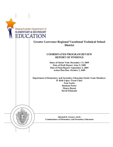 Greater Lawrence Regional Vocational Technical School District  COORDINATED PROGRAM REVIEW