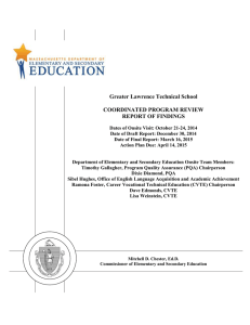 Greater Lawrence Technical School  COORDINATED PROGRAM REVIEW REPORT OF FINDINGS