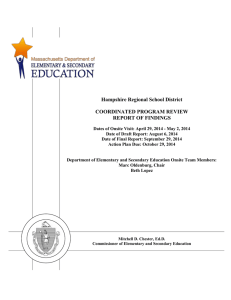 Hampshire Regional School District  COORDINATED PROGRAM REVIEW REPORT OF FINDINGS