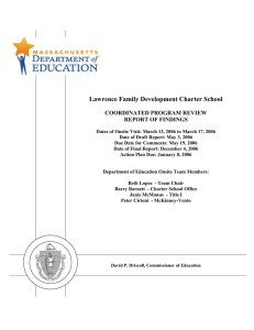 Lawrence Family Development Charter School COORDINATED PROGRAM REVIEW REPORT OF FINDINGS