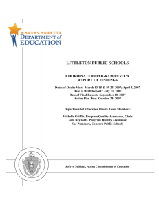 LITTLETON PUBLIC SCHOOLS  COORDINATED PROGRAM REVIEW REPORT OF FINDINGS