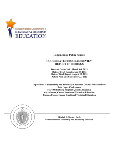Longmeadow Public Schools COORDINATED PROGRAM REVIEW REPORT OF FINDINGS