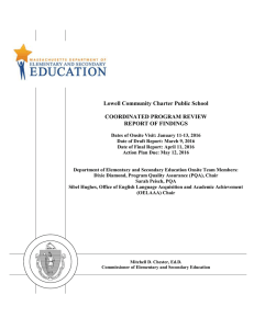 Lowell Community Charter Public School  COORDINATED PROGRAM REVIEW REPORT OF FINDINGS