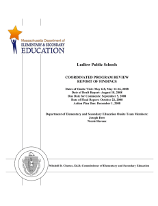 Ludlow Public Schools  COORDINATED PROGRAM REVIEW REPORT OF FINDINGS