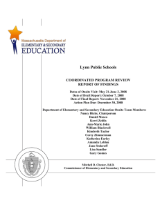 Lynn Public Schools COORDINATED PROGRAM REVIEW REPORT OF FINDINGS