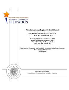 Manchester Essex Regional School District  COORDINATED PROGRAM REVIEW REPORT OF FINDINGS