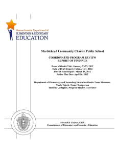 Marblehead Community Charter Public School  COORDINATED PROGRAM REVIEW REPORT OF FINDINGS