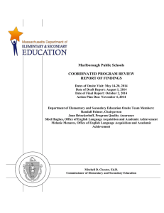 Marlborough Public Schools  COORDINATED PROGRAM REVIEW REPORT OF FINDINGS