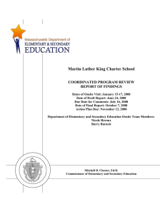 Martin Luther King Charter School  COORDINATED PROGRAM REVIEW REPORT OF FINDINGS