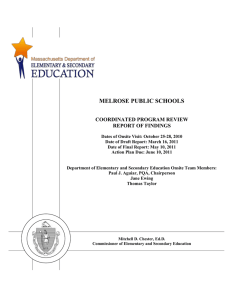 MELROSE PUBLIC SCHOOLS COORDINATED PROGRAM REVIEW REPORT OF FINDINGS