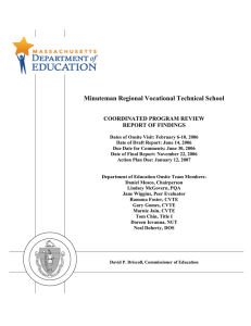 Minuteman Regional Vocational Technical School  COORDINATED PROGRAM REVIEW REPORT OF FINDINGS