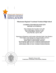 Minuteman Regional Vocational Technical High School  COORDINATED PROGRAM REVIEW REPORT OF FINDINGS