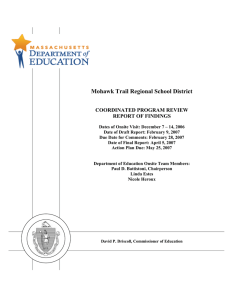 Mohawk Trail Regional School District  COORDINATED PROGRAM REVIEW REPORT OF FINDINGS