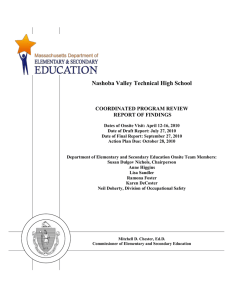 Nashoba Valley Technical High School  COORDINATED PROGRAM REVIEW REPORT OF FINDINGS