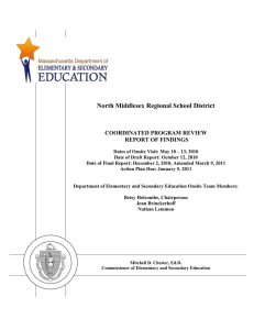 North Middlesex Regional School District COORDINATED PROGRAM REVIEW REPORT OF FINDINGS