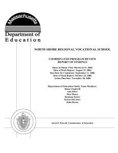 NORTH SHORE REGIONAL VOCATIONAL SCHOOL COORDINATED PROGRAM REVIEW REPORT OF FINDINGS