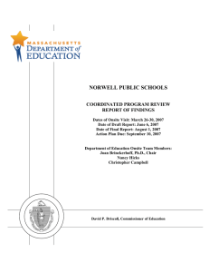 NORWELL PUBLIC SCHOOLS  COORDINATED PROGRAM REVIEW REPORT OF FINDINGS