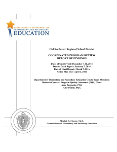 Old Rochester Regional School District  COORDINATED PROGRAM REVIEW REPORT OF FINDINGS