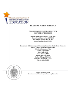 PEABODY PUBLIC SCHOOLS COORDINATED PROGRAM REVIEW REPORT OF FINDINGS