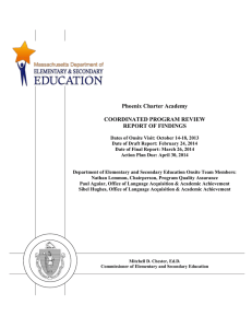 Phoenix Charter Academy  COORDINATED PROGRAM REVIEW REPORT OF FINDINGS