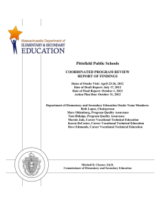 Pittsfield Public Schools  COORDINATED PROGRAM REVIEW REPORT OF FINDINGS