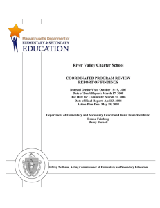 River Valley Charter School  COORDINATED PROGRAM REVIEW REPORT OF FINDINGS