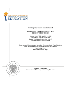 Roxbury Preparatory Charter School  COORDINATED PROGRAM REVIEW REPORT OF FINDINGS
