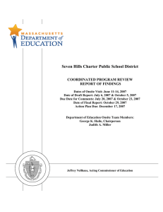 Seven Hills Charter Public School District  COORDINATED PROGRAM REVIEW REPORT OF FINDINGS