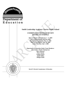 Smith Leadership Academy Charter Public School COORDINATED PROGRAM REVIEW REPORT OF FINDINGS