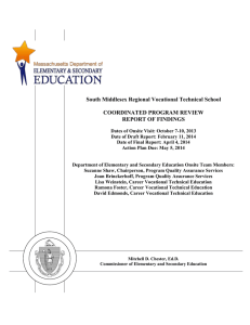 South Middlesex Regional Vocational Technical School  COORDINATED PROGRAM REVIEW REPORT OF FINDINGS