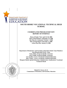 SOUTH SHORE VOCATIONAL TECHNICAL HIGH SCHOOL COORDINATED PROGRAM REVIEW
