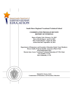 South Shore Regional Vocational Technical School  COORDINATED PROGRAM REVIEW REPORT OF FINDINGS