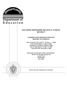 SOUTHERN BERKSHIRE REGIONAL SCHOOL DISTRICT COORDINATED PROGRAM REVIEW