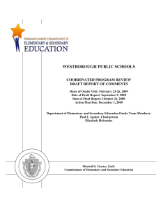 WESTBOROUGH PUBLIC SCHOOLS COORDINATED PROGRAM REVIEW DRAFT REPORT OF COMMENTS