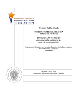 Westport Public Schools  COORDINATED PROGRAM REVIEW REPORT OF FINDINGS