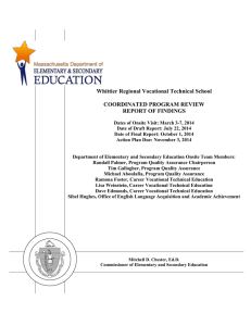 Whittier Regional Vocational Technical School  COORDINATED PROGRAM REVIEW REPORT OF FINDINGS