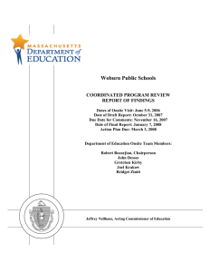 Woburn Public Schools  COORDINATED PROGRAM REVIEW REPORT OF FINDINGS