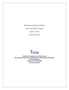 Massachusetts Guidelines for Effective Adult Career Pathways Programs FY2015 – FY2017