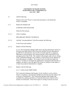 University of Maine System Supplementary Conditions to AIA A133-2009