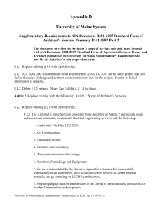 Appendix D – Supplementary Requirements to AIA B201