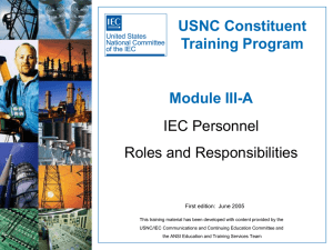 USNC Constituent Training Program Module III-A IEC Personnel