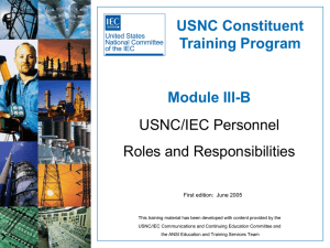 USNC Constituent Training Program Module III-B USNC/IEC Personnel