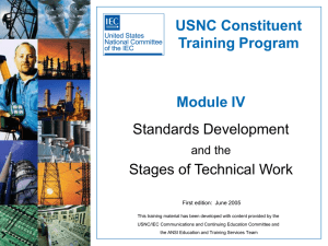 USNC Constituent Training Program Module IV Standards Development