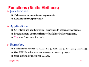Functions (Static Methods) Java function. Applications.